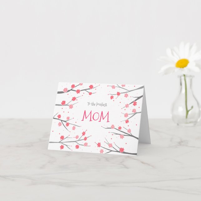 Tarjeta Blossoms rosa Bonito Día de la Madre Personalizado (Planta pequeña)