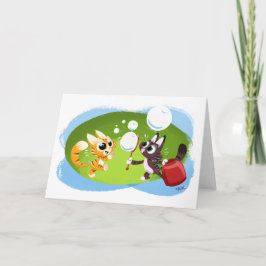 Tarjeta BLOWING BUBBLES CATS (en blanco dentro) de Jeff Wi