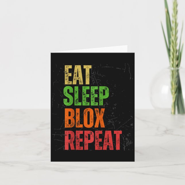 Tarjeta Blox Gaming Tee, Eat Sleep Blox Repeat, Kids Gamin (Anverso)