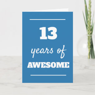 Tarjeta Blue 13 Years of Awesome 13th Birthday Card