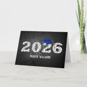 Tarjeta Blue 2025 Graduation Cap On Black Rock