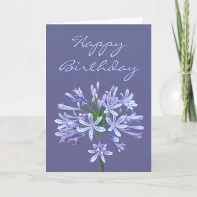 Tarjeta Blue Agapanthus Feliz Cumpleaños (Anverso)
