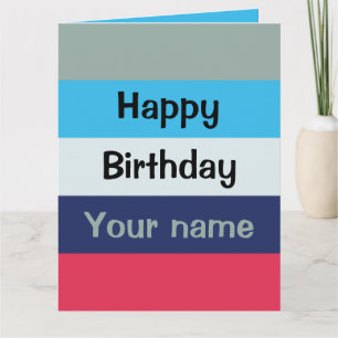 Tarjeta Blue And Burgundy Feliz Cumpleaños