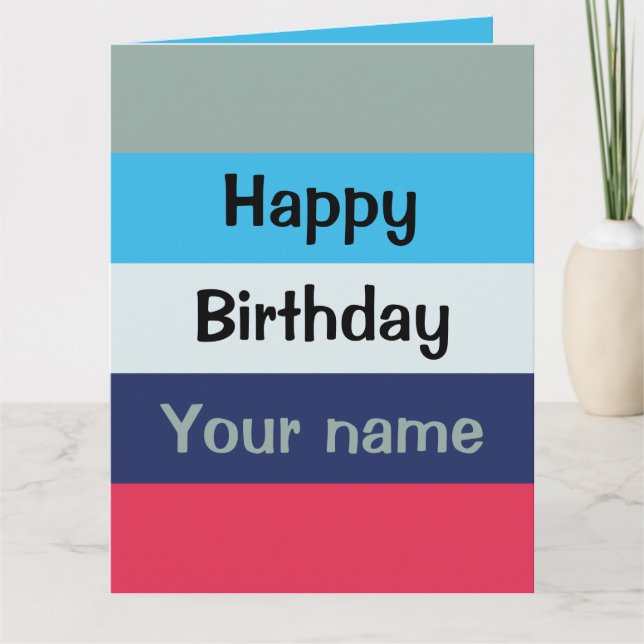 Tarjeta Blue And Burgundy Feliz Cumpleaños (Anverso)