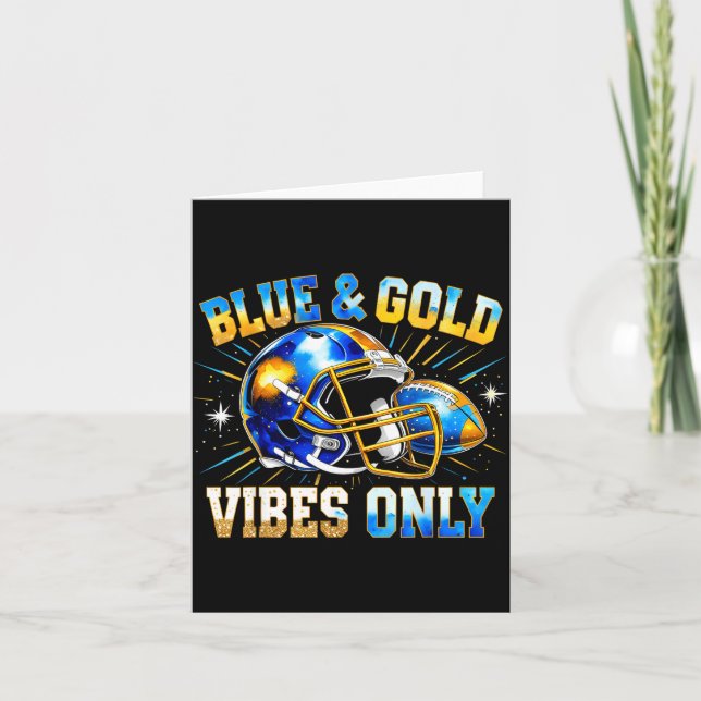 Tarjeta Blue And Gold Vibes Only Football Fan Gift  (Anverso)