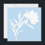 Tarjeta Blue and White Floral Silhouette Card<br><div class="desc">Simple and elegant design featuring a light blue background and a white silhouetted flower.
Blank on the other side.</div>