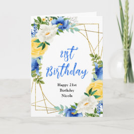 Tarjeta Blue and Yellow Floral Birthday