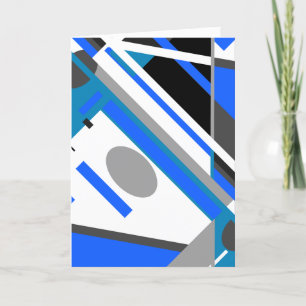 Tarjeta Blue Aqua Gray Black on White SlShapes Lines