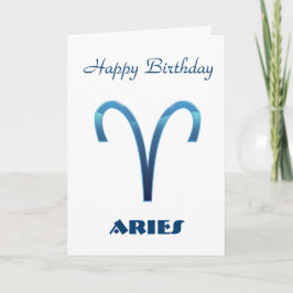 Tarjeta Blue Aries Zodiac Rótulos Feliz cumpleaños