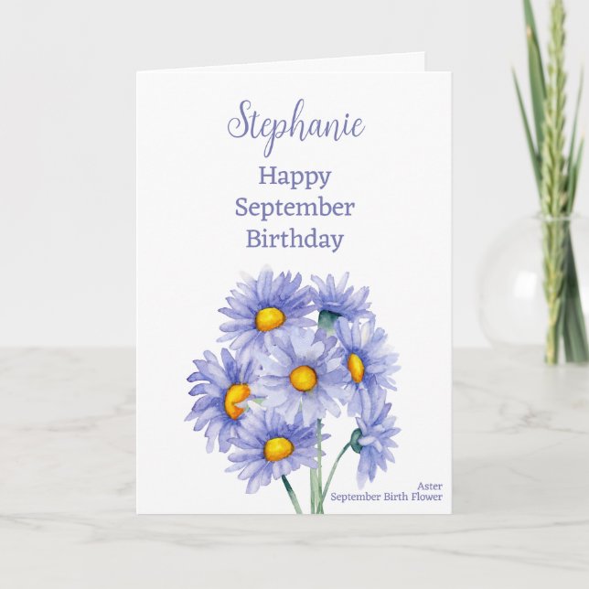 Tarjeta Blue Asters September Birthday Month Flower (Anverso)