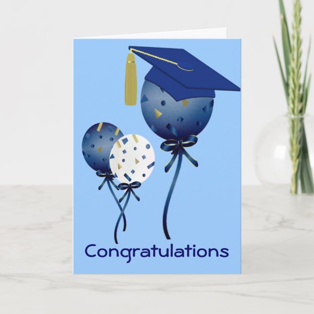 Tarjeta Blue Balloons Custom Graduation Card (Anverso)