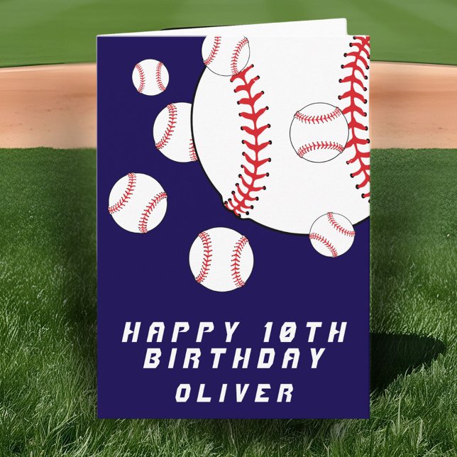 Tarjeta Blue Baseball Balls Niños Niño Niño Feliz Cumpleañ (Subido por el creador)