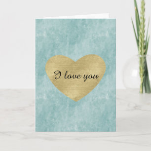 Tarjeta Blue Bliss Gold Heart Love