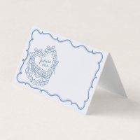 Blue Bow Coquette Cake Bridal Shower Place Card