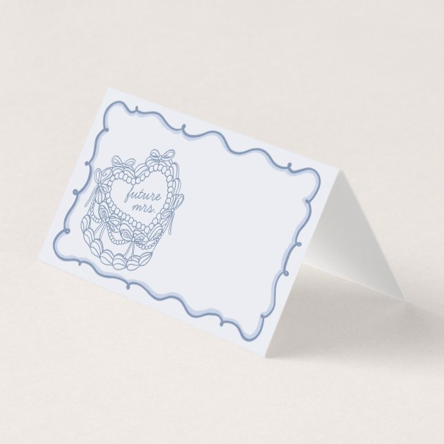 Tarjeta Blue Bow Coquette Cake Bridal Shower Place Card (Anverso)