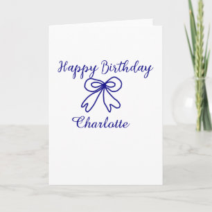 Tarjeta Blue bow CUTIE AGREGAR NOMBRE DE BEBÉ feliz cumple