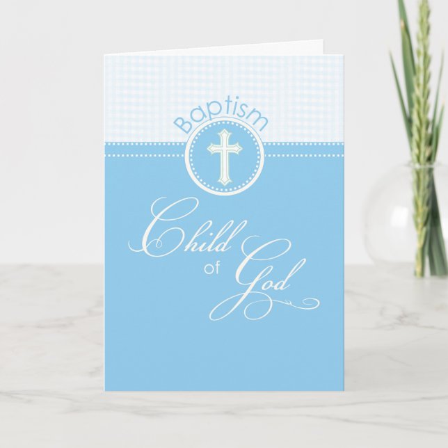 Tarjeta Blue Boy Child of God Baptism Felicitaciones (Anverso)