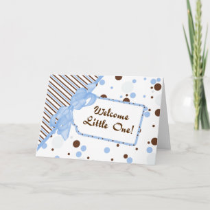 Tarjeta Blue & Brown Welcome Little One Baby Congrats Card
