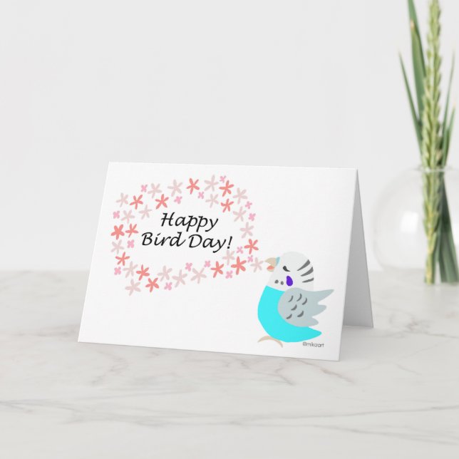 Tarjeta Blue Budgie Parakeet Budgerigar Feliz cumpleaños (Anverso)