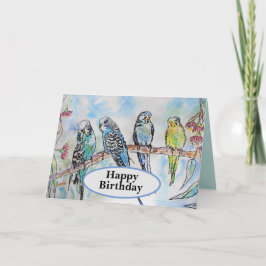 Tarjeta Blue Budgies Watercolor Parrot Bird Card