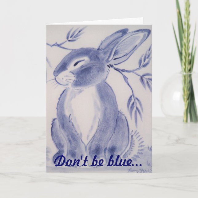 Tarjeta Blue Bunny Rabbit Get Well Card (Anverso)