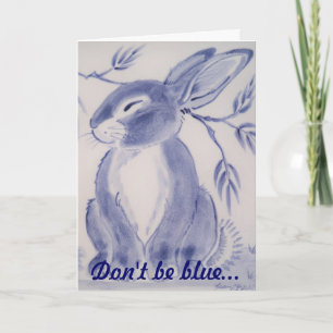 Tarjeta Blue Bunny Rabbit Get Well Card