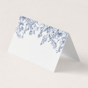 Tarjeta Blue Chinoiserie Floral Place Card Decoración de m