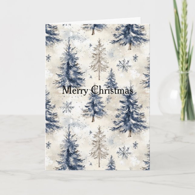 Tarjeta Blue Cream Christmas Trees (Anverso)