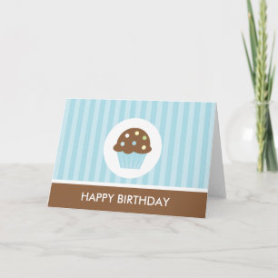 Tarjeta Blue Cupakes Happy Birday