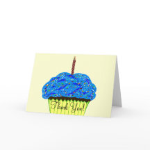 Blue Cupcake Cumpleaños Gracias Cartas