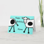 Tarjeta Blue Cute Cows Funny Personalizado Cumpleaños<br><div class="desc">Personalizado de vacas lindas cruzando la página. Divertido personalizado de animales sonrientes felices. Personalice fácilmente esta tarjeta editando el texto de la plantilla. ¡Gracias por ver a mis personalizados!</div>