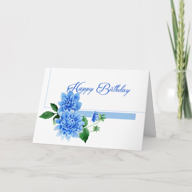 Tarjeta Blue Dahlia Happy Birday (Anverso)