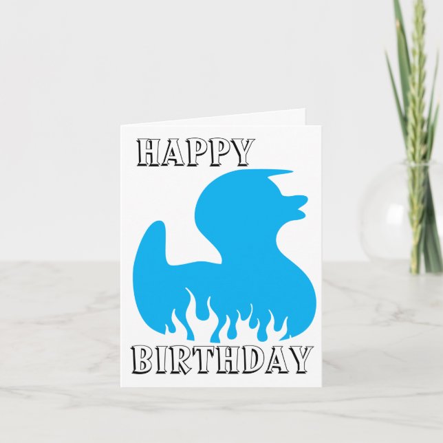 Tarjeta Blue Duck Happy, cumpleaños (Anverso)