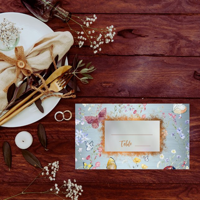 Tarjeta Blue Elegant Wildflower Place (Subido por el creador)