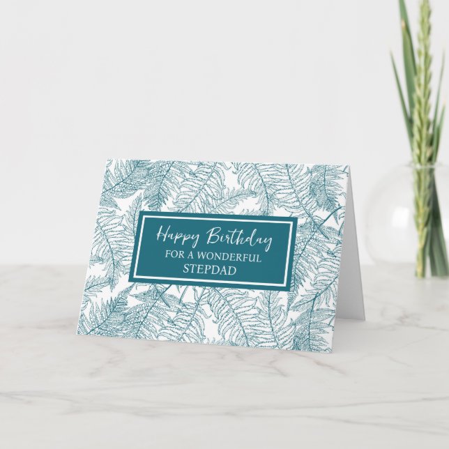 Tarjeta Blue Ferns Stepdad Cumpleaños (Anverso)