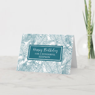Tarjeta Blue Ferns Stepson Birthday