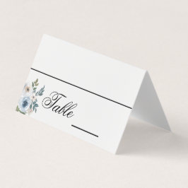 Tarjeta Blue Floral Elegant Wedant Nombre Cartas de plaza