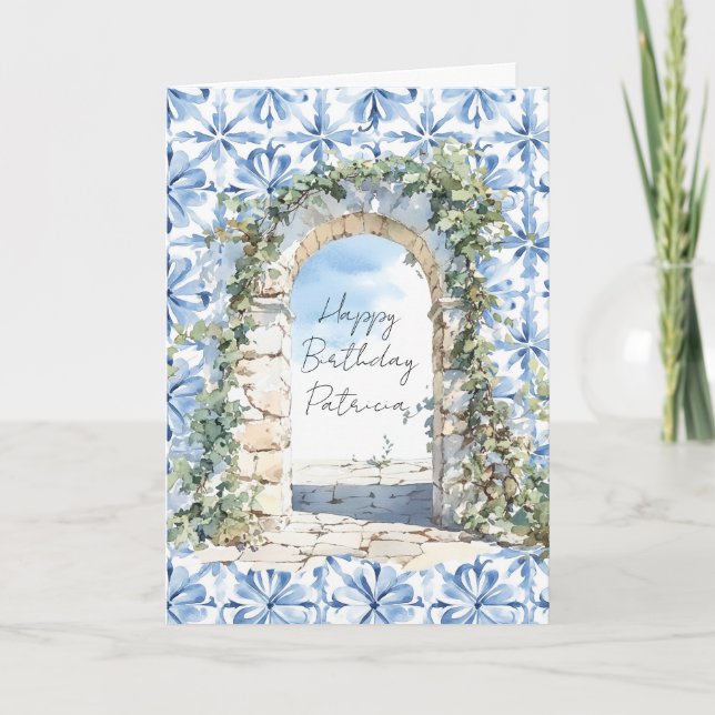 Tarjeta Blue Floral Sicilian Blue Skies View (Anverso)