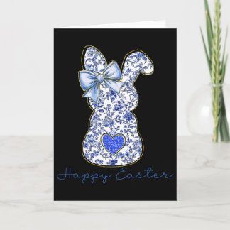 Tarjeta Blue Floral Toile Chinoiserie Bunny Easter For Gir