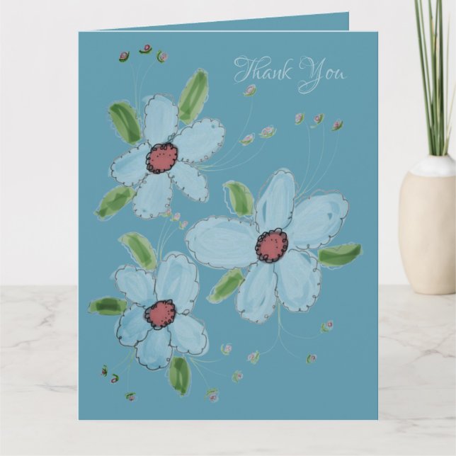 Tarjeta Blue Flowed Gracias (Anverso)