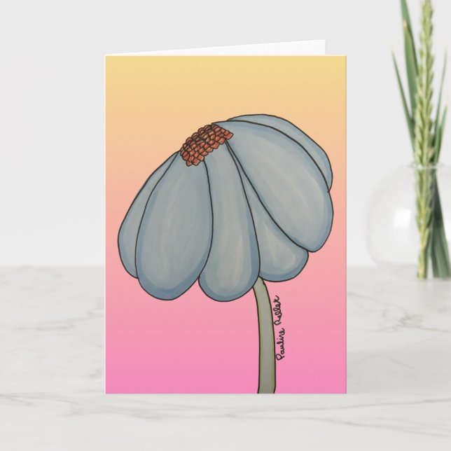 Tarjeta Blue Flower with pink background (Anverso)