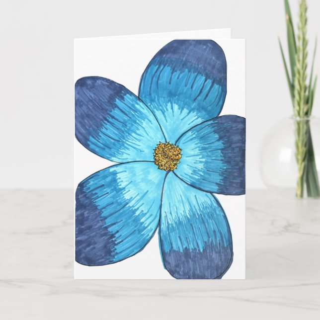 Tarjeta Blue Flower with white background blank (Anverso)