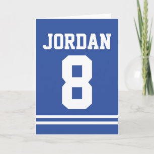 Tarjeta Blue Football Jersey - Fiesta de cumpleaños temáti