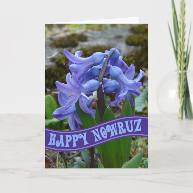 Tarjeta Blue Garden Hyacinin Año Nuevo iraní Nowrooz (Anverso)