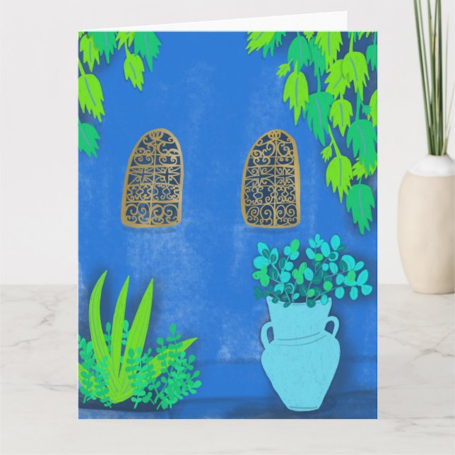 Tarjeta Blue Garden Wall Majorelle Jardin Marruecos (Anverso)