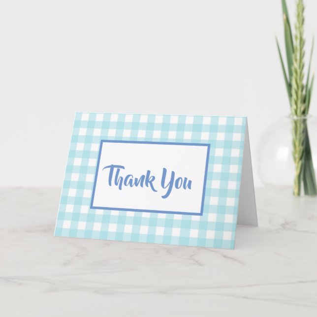 Tarjeta Blue Gingham Gracias (Anverso)