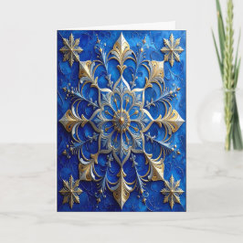Tarjeta Blue Gold Decorative Holiday Card