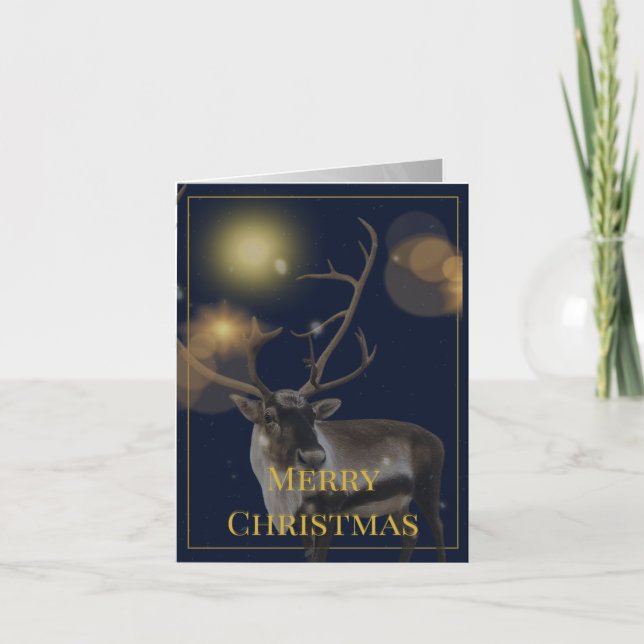 Tarjeta Blue & Gold Holiday Greeting Card (4 Pages) (Anverso)