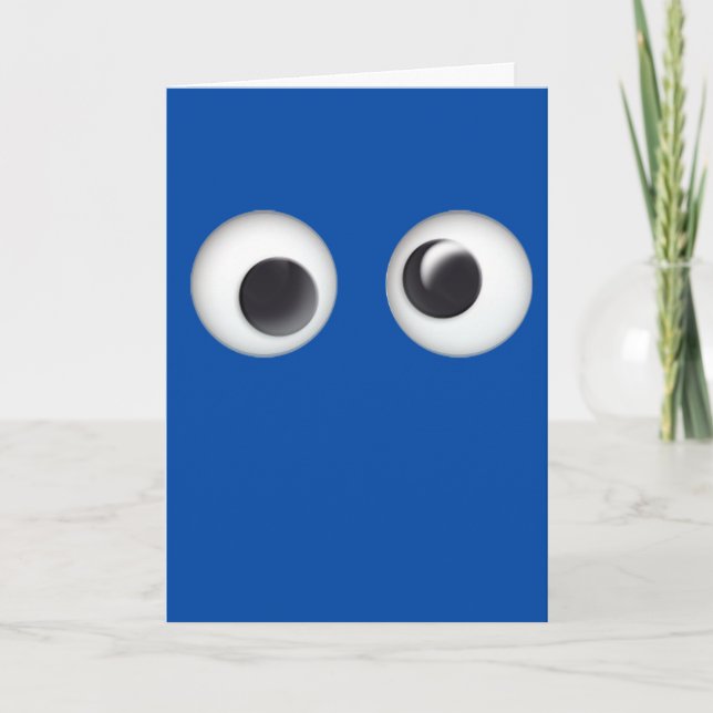 Tarjeta Blue Googly Eyes Happy Birthday Card (Anverso)