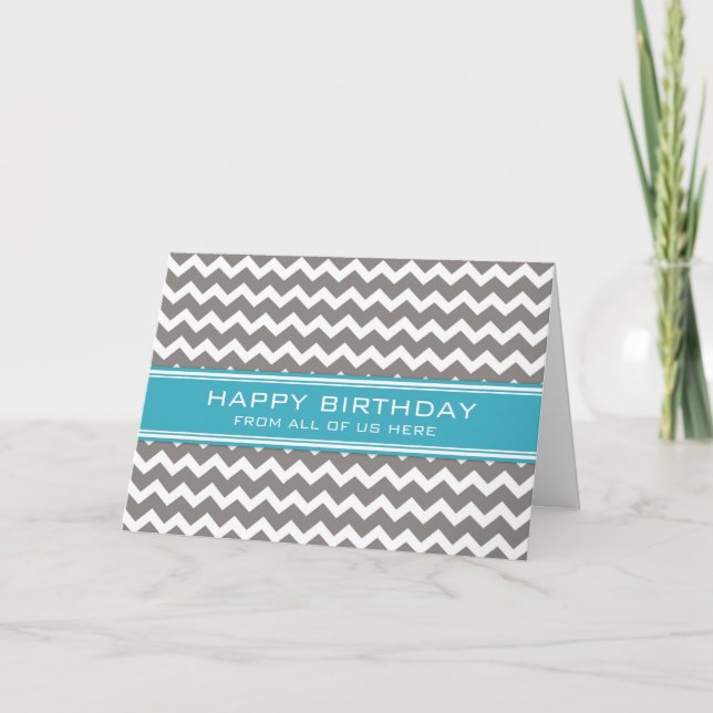 Tarjeta Blue Gray Chevron Business From Group Birday (Anverso)